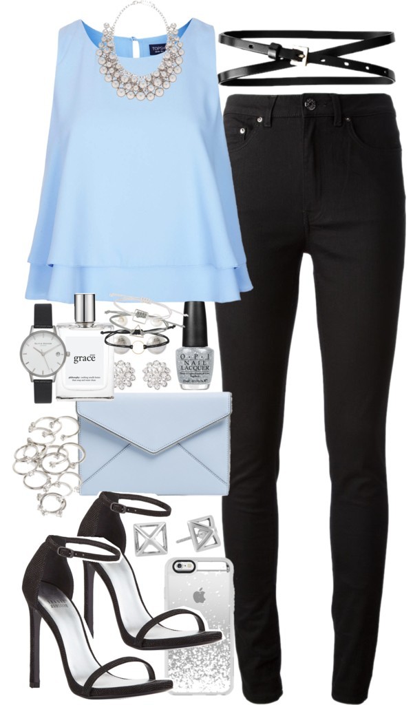 Outfit for New Year’s Eve by ferned featuring post earrings
Topshop layering tank, 41 AUD / Acne Studios black jeans, 280 AUD / Stuart Weitzman high heel sandals, 600 AUD / Rebecca Minkoff envelope clutch, 130 AUD / Olivia Burton stainless steel...