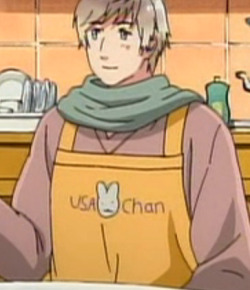 spainsasscheeks:  je-mange-les-petits-enfants:  llookk at his fucking apron  USA Chan.  #possiblerusame oh how I wish usa is japanese for rabbit