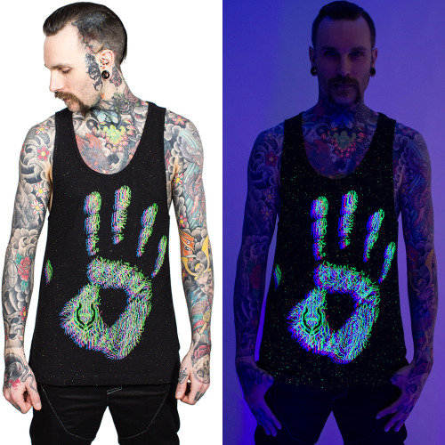 Mens Basket Case Vest Speckle TTTH with UV print to make you glow in the dark! #cyberdog #houseofneo