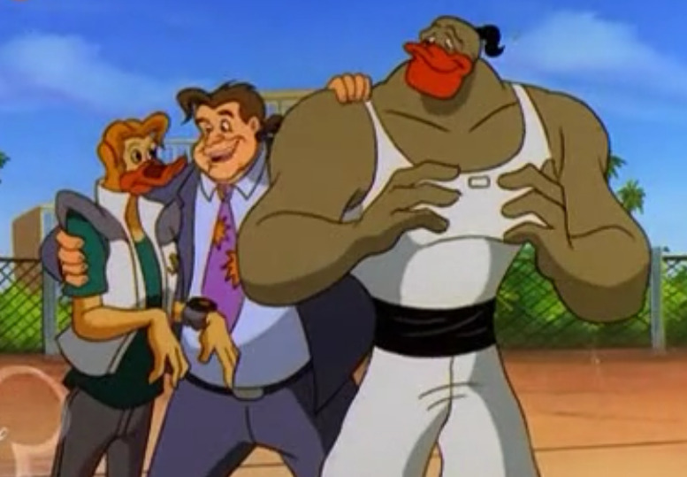 Grin Hardwing in his A-shirt / Sleeveless shirt / undershirt in Mighty Ducks Episode