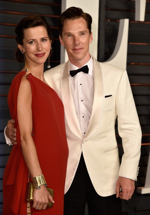 Benedict Cumberbatch and wife Sophie Hunter at Vanity Fair Oscar Party in Beverly Hills, California,