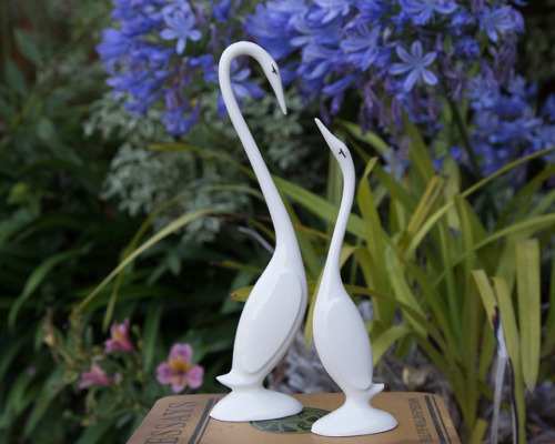 Set of Two Mid-Century Modern Ceramic Swans