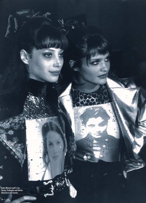 80s-90s-christy-turlington:Christy Turlington & Helena Christensen backstage at Christian Lacroi