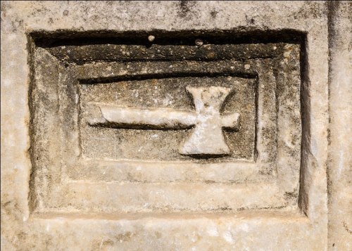 Labrys or double axe, symbol of goddes at Hekate temple, Lagina , Turkey