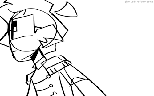 a cartoon sketch animation of neil cicierega in a marching band outfit. he looks down at a magic 8 ball before turning it over in his hand revealing text that says "UR SCREWED". once read, he jumps back in surprise and the gif ends.