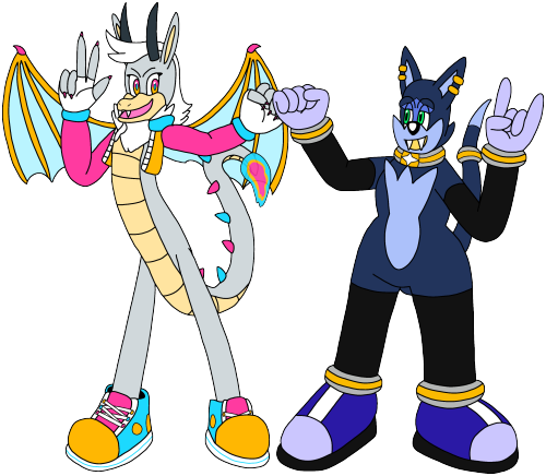 hey i’m here to post this drawing i made of my Crux (on the right) with @wispon Calliope (on the lef