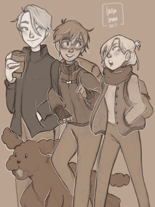 lulovera:Morning walkI’m on a small break from school, which means I can draw my podium family again