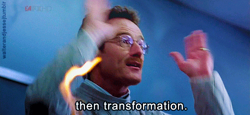 walterandjesse:  "You see, technically, chemistry is the study of matter, but I prefer to see it as the study of change: Electrons change their energy levels. Molecules change their bonds. Elements combine and change into compounds. But that's all of