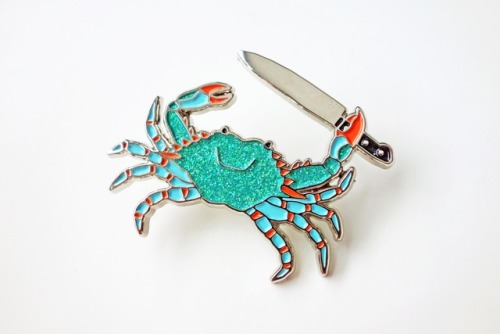 littlealienproducts:Enamel Stabby Crab PinUse coupon code LITTLEALIEN for 10% off through December!