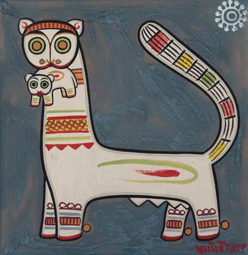 Tigress and cub by Jamini Roy