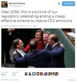  The lower house just passed a repeal of the &ldquo;Carbon Tax&rdquo;. Which is essentially a fixed price on carbon. The current government is made up of climate skeptics and are close with big mining in Australia. They pushed it through as being terrible