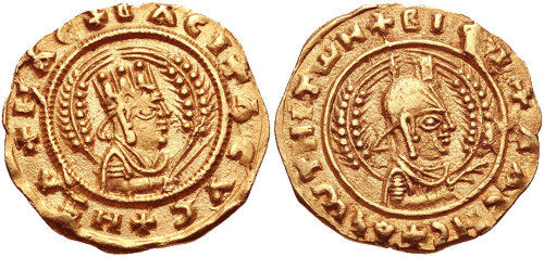 Gold coin minted by King Ezana of Axum (r. 320-360).