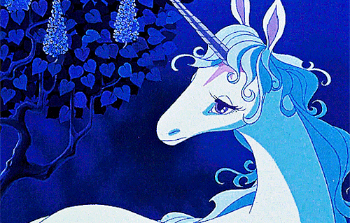 muddlets:

“Oh, I could never leave this forest. But I must know if I am the only unicorn left in the world.”The Last Unicorn dir. Jules Bass, Arthur Rankin Jr. 