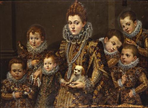 Portrait of Bianca degli Utili Maselli with her six children by Lavinia Fontana, 1600-03