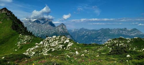 oneshotolive:  A view in Glarus, Switzerland, during a breathtaking hike (4000x1800) [OC] 📷: Front_Requirement847 
