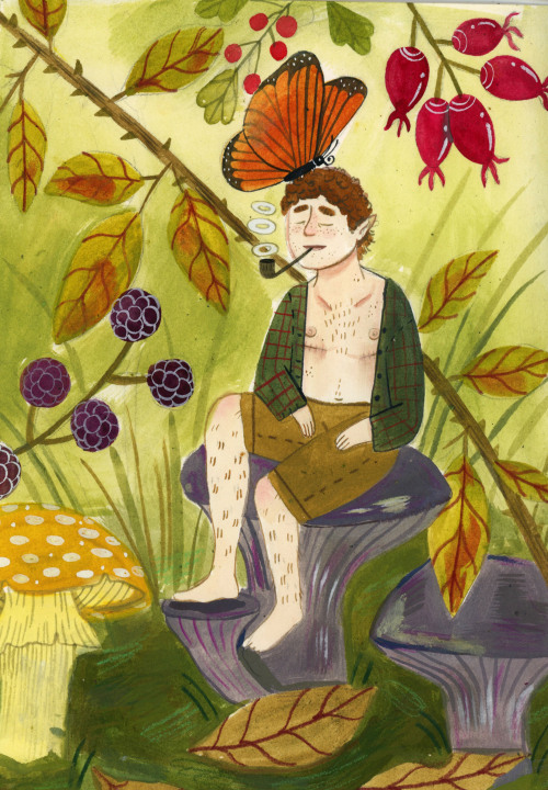 madisonsaferillustration: Cute Elf Boy Sits on Mushroom 