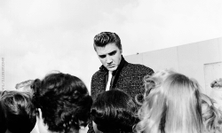 vinceveretts:  Elvis Presley with fans on the deck of the USS Hancock aircraft carrier, San Diego, April 3, 1956. 