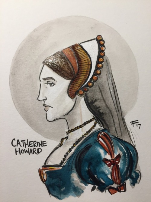 foleypdx: Inktober Day 12 - Catherine Howard The fifth wife of Henry VIII. She was 16 when they marr