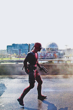 ridleydaisy:   New look at Ryan Reynolds suited up as Deadpool.