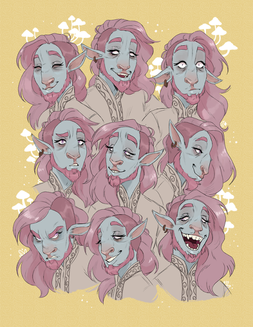 caduceus-tea:kroov:Caduceus expression sheet ✨[Image Description: Nine headshots of Caduceus arrange