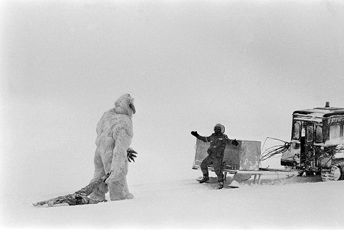 gameraboy:  Des Webb in the wampa costume filming The Empire Strikes Back in Finse,