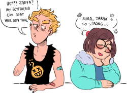 yazzdonut:   a pair of short dumb highschool au comics 