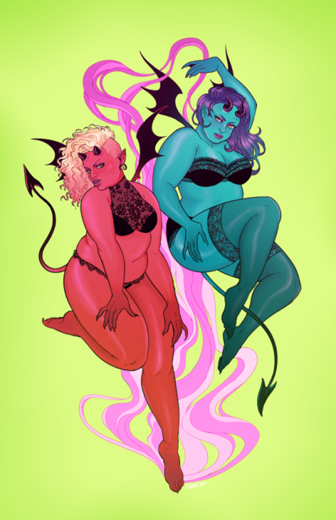 nine-thirty: After (checks calendar) 6 years. I’ve redrawn these 2 devil ladies and added them