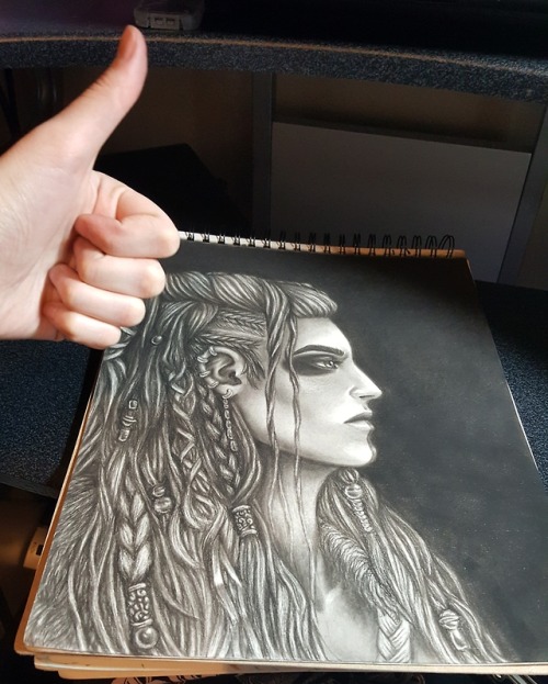 Yasha from Critical Role! How’s this for a first time trying charcoal?I overworked the cheek a