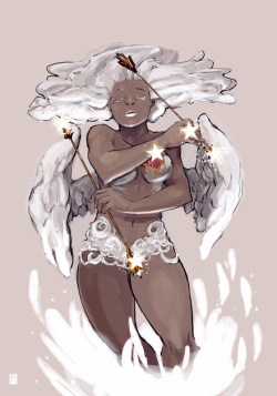 missveryvery:  a picture i did for an anthology book that never came out, so you get to see it! the theme was constellations. This is Columba, the Dove constellation. I went with the “dove of peace” theme. She caught arrows in that represent “war”