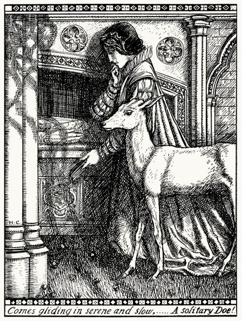 oldbookillustrations: The white doe of Rylston. Herbert Cole, from Fairy gold, by Ernest Rhys, Londo