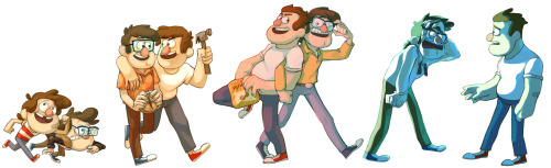 shnikkles:  Introducing, The Evolution of Stans! Been working on this off and on in my free time because I liked the idea of a timeline showing off the many different states of the original mystery twins’ relationship overtime. I’m planning on making