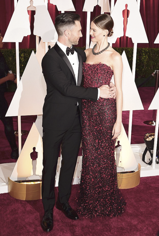 allthingsvs:  Adam Levine &amp; Behati Prinsloo, Oscars 2015 Red Carpet