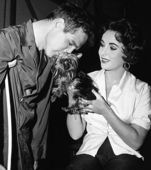 Paul Newman and Elizabeth Taylor on the set of Cat on a Hot Tin Roof (1958)