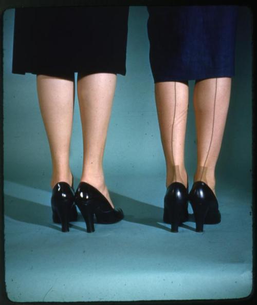 This ca. 1965 photograph shows one side of a stereoview slide used to promote Hanes Hosiery Mil