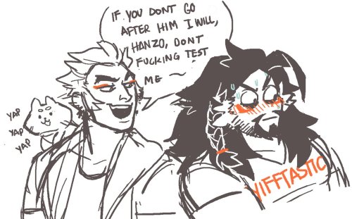 ghostalebrije:Ok so I have had this AU idea of like…. grumpy hermit gay mess Hanzo who basically loo