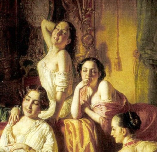 József Borsos, 1850 - Young Maids after the Ball (detail)