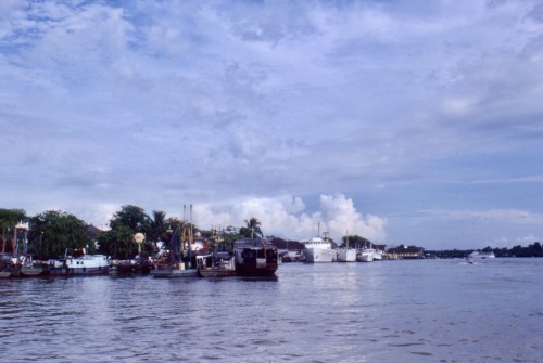 Harbor Waterfront, Kuching, Sarawak (Borneo), Malaysia, 1978.