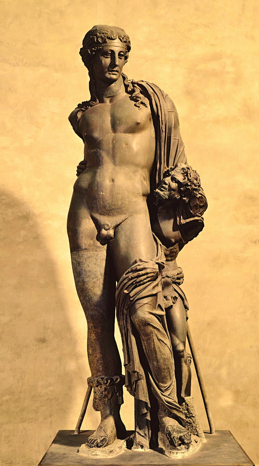 langoaurelian:Colossal Sculpture depicting Dionysus supported by a Satyr. Roman.