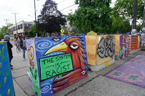 Some of the graffiti seen around the now evicted Capitol Hill Autonomous Zone in Seattle, Washington