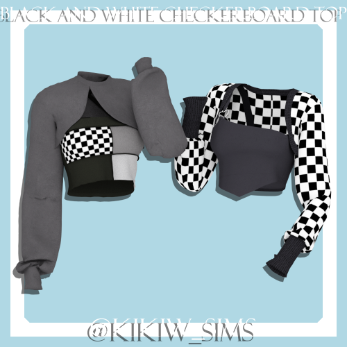 [KIKIW]black and white checkerboard top ♥New mesh♥1 color♥Base game compatible♥Female♥HQ textures♥Cu