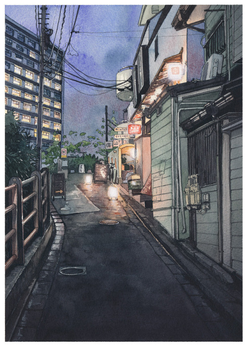 mydarkenedeyes: Mateusz Urbanowicz - Tokyo at Night (Watercolour on paper, 2017‒)