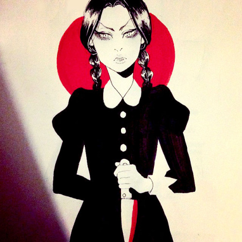 cheezyweapon:mookie000:Addams inktoberI had a huge fucking crush on Wednesday as a kid. Now I love the both of them. Goths are too fucking hot. Please send help.  < |D’“”’