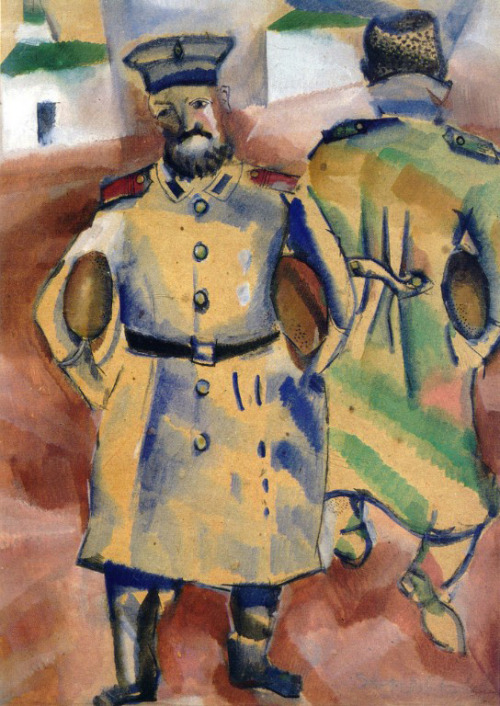 Soldiers with Bread, 1915, Marc ChagallMedium: gouache,watercolor,cardboard