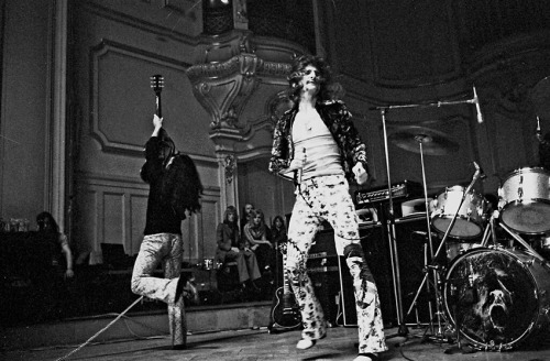 Uriah Heep onstage Musikhalle Hamburg, 1970Mick Box and David Byron (with great pants)