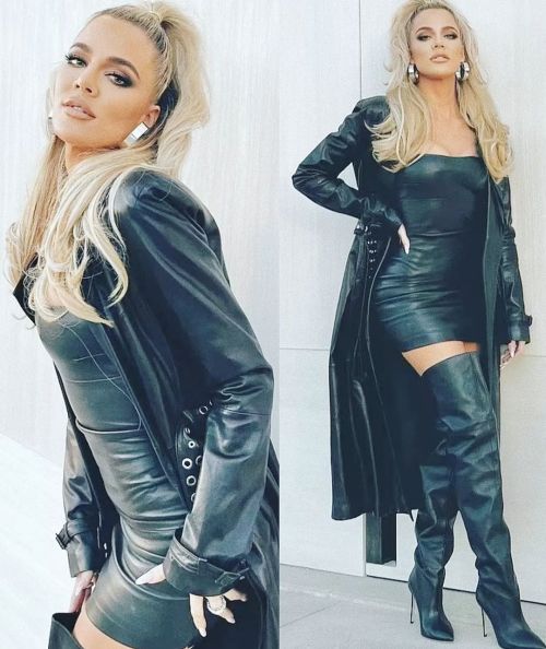 @khloekardashian follows in the footsteps of her sister and shares some full leather shots on her In