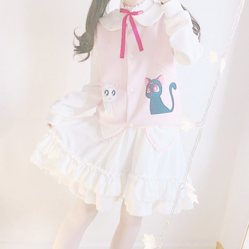 ♡ Sailor Moon Luna and Artemis Woollen Jacket - Buy Here ♡Please like and reblog if you can!