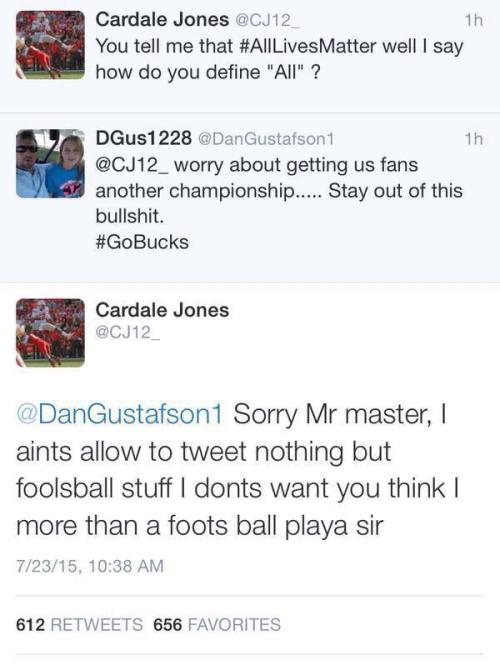 rhapsodique: marsblackmon101: be-blackstar: 56blogscrazy: Salute Cardale Jones This exactly how they