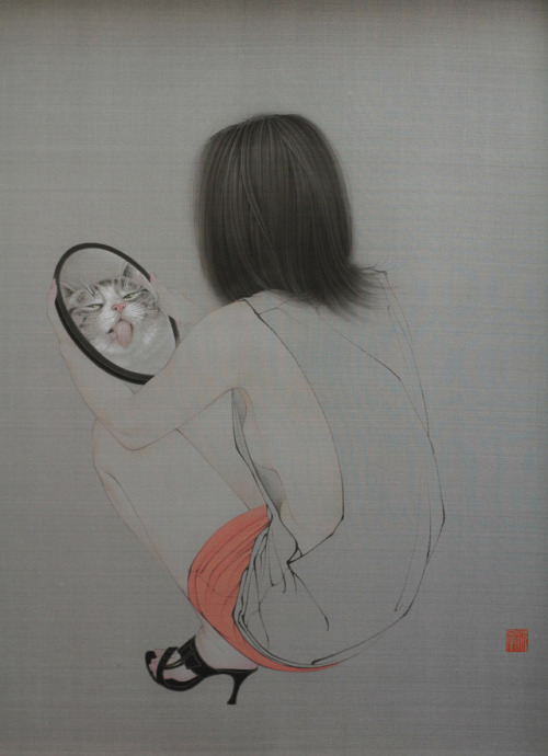 Shen Ning aka 沈宁 (Chinese, b. 1976, China) - Untitled  Ink, Color on Silk, Brush Work