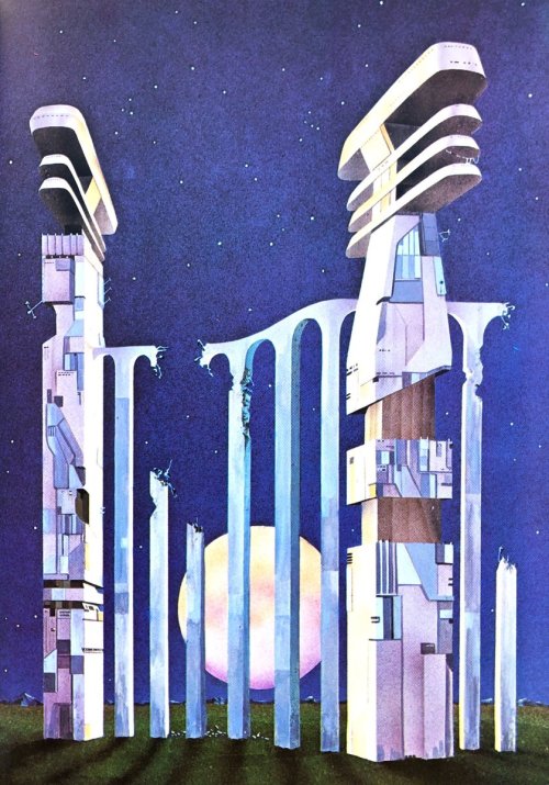 70sscifiart: 1976 Colin Hay art from “Visions Of The Future,” by Janet Sacks