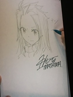 Rieriebee:  A Fan Requested Natsu And Lucy’s Kid And Mashima Drew Her. The Crowd